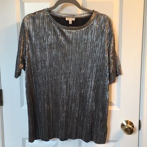 Silver metallic ribbed t-shirt